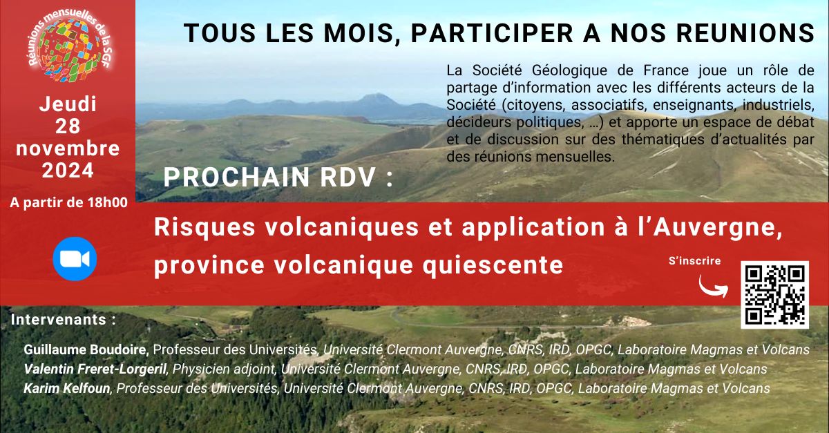 Risques volcaniques et application à l’Auvergne, province volcanique quiescente - Réunion mensuelle de la SGF
