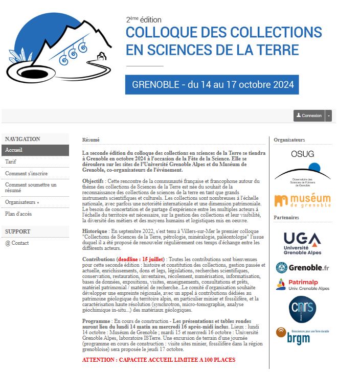 Colloque des collections en sciences de la Terre - 2ème édition