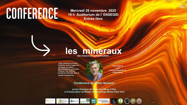 Conférence itinérante : Minéraux en question : des ressources indispensables à notre société - Didier Nectoux (Bordeaux)