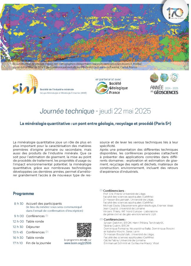 Journée technique - La minéralogie quantitative : un pont entre géologie, recyclage et procédé (Paris 5e)