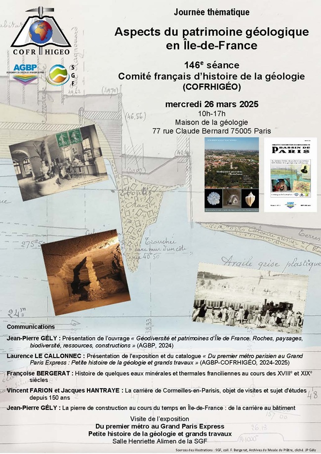 146e réunion du COFRHIGÉO - Aspects du patrimoine géologique en Île-de-France