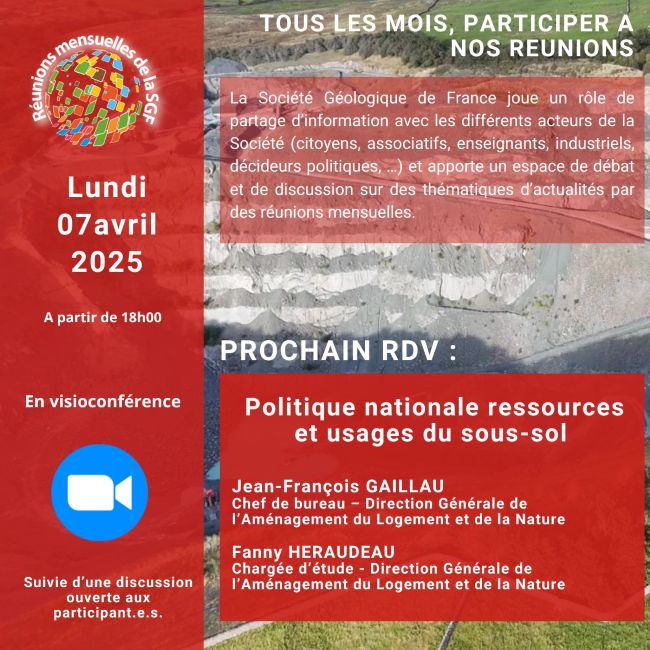 Politique nationale ressources et usages du sous-sol - Réunion mensuelle de la SGF