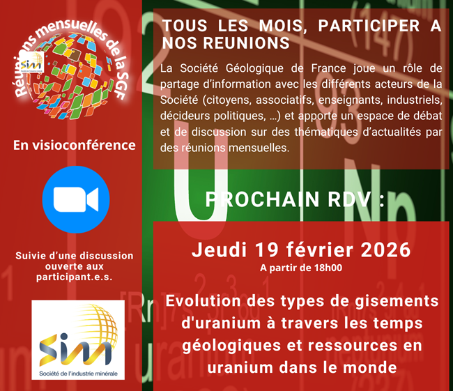 Evolution des types de gisements d\'uranium à travers les temps géologiques et ressources en uranium dans le monde - Réunion mensuelle de la SGF